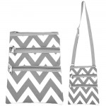 180864 - GRAY/WHITE CHEVRON DESIGN CROSSBODY BAG W/POCKET